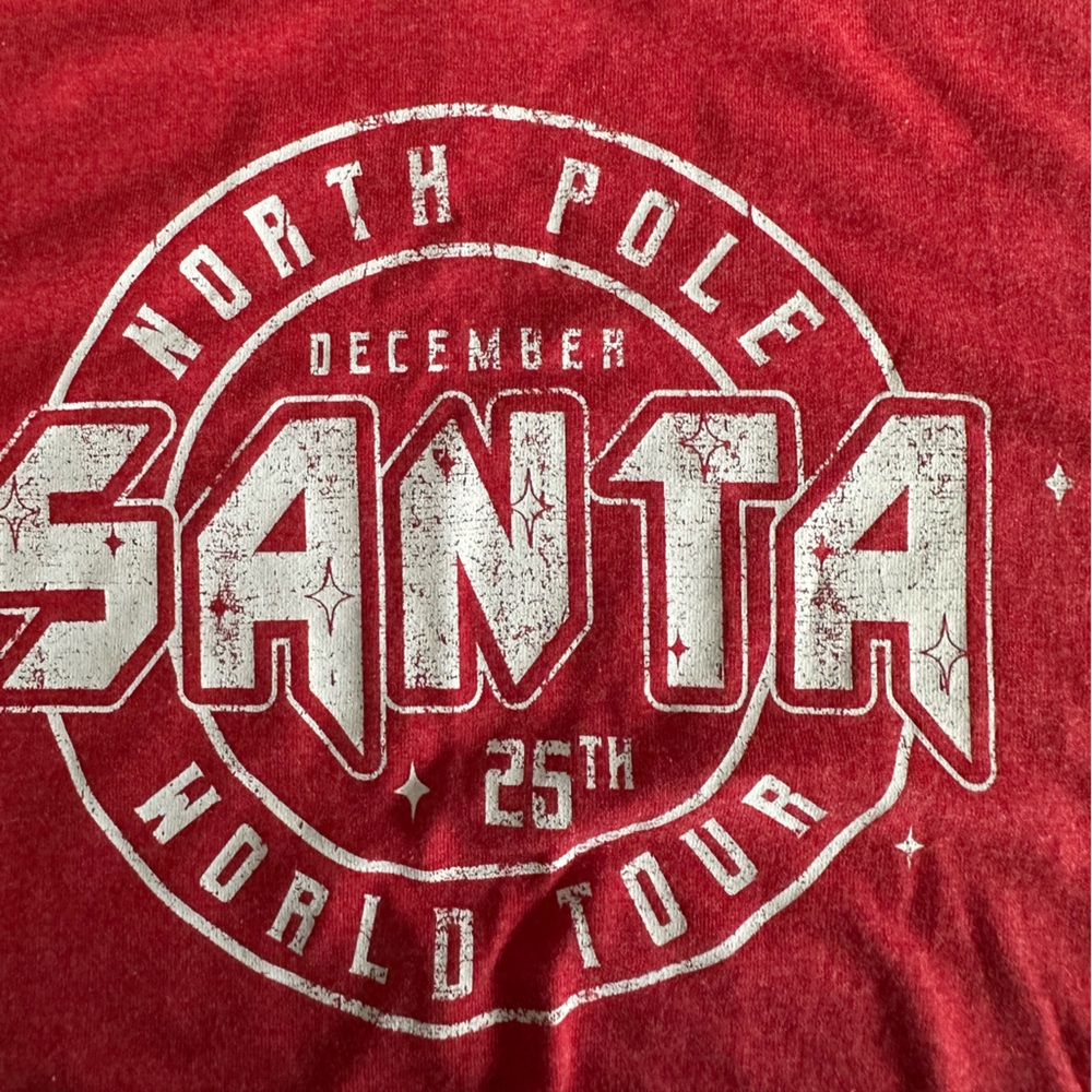 Target Holiday Time Red Heather Santa World Tour Tee Shirt Sz XXL (20) NWT